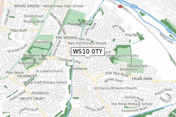 WS10 0TY map - small scale - OS Open Zoomstack (Ordnance Survey)