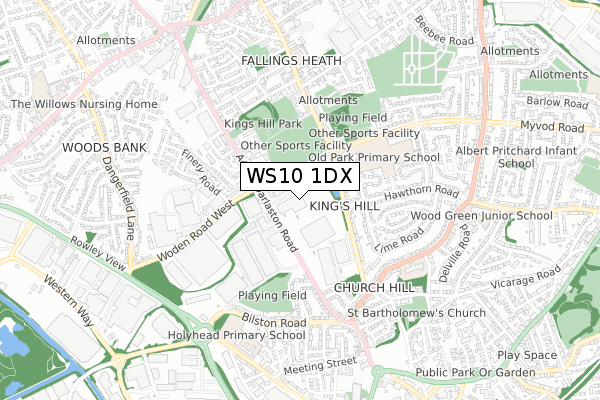 WS10 1DX map - small scale - OS Open Zoomstack (Ordnance Survey)