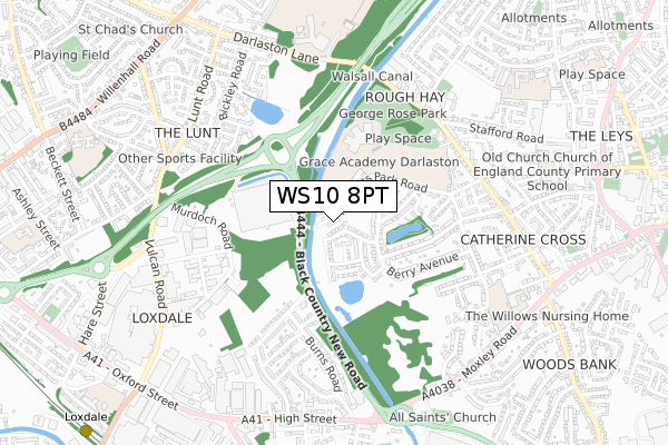 WS10 8PT map - small scale - OS Open Zoomstack (Ordnance Survey)