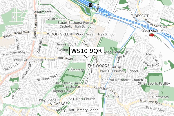 WS10 9QR map - small scale - OS Open Zoomstack (Ordnance Survey)
