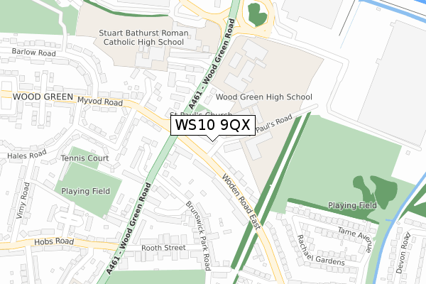 WS10 9QX map - large scale - OS Open Zoomstack (Ordnance Survey)