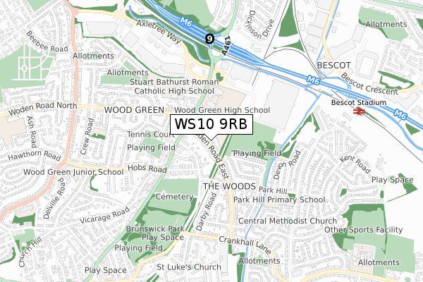 WS10 9RB map - small scale - OS Open Zoomstack (Ordnance Survey)