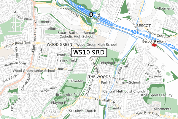 WS10 9RD map - small scale - OS Open Zoomstack (Ordnance Survey)