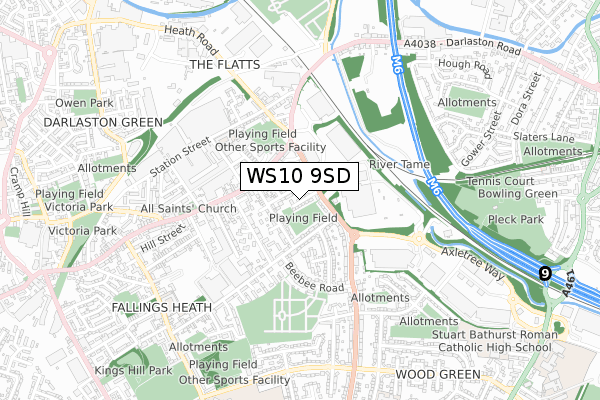 WS10 9SD map - small scale - OS Open Zoomstack (Ordnance Survey)