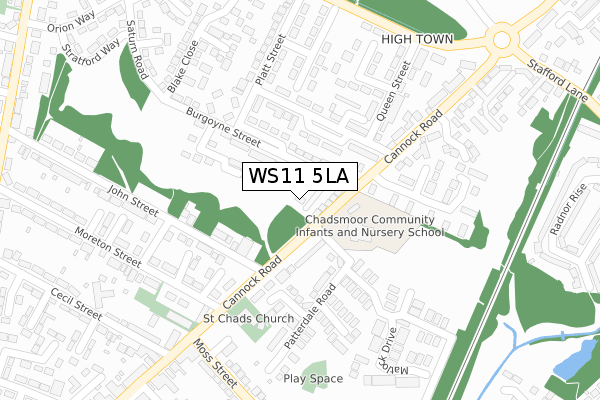 WS11 5LA map - large scale - OS Open Zoomstack (Ordnance Survey)