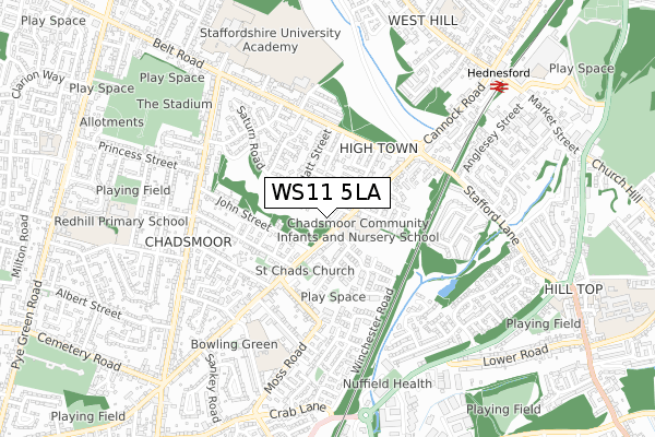 WS11 5LA map - small scale - OS Open Zoomstack (Ordnance Survey)