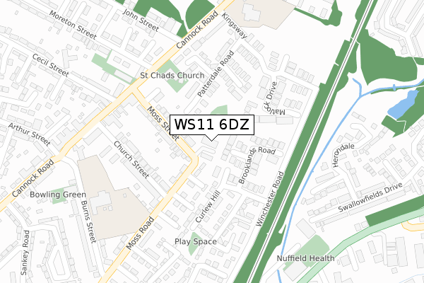 WS11 6DZ map - large scale - OS Open Zoomstack (Ordnance Survey) WS11 6DZ map - large scale - OS Open Zoomstack (Ordnance Survey)