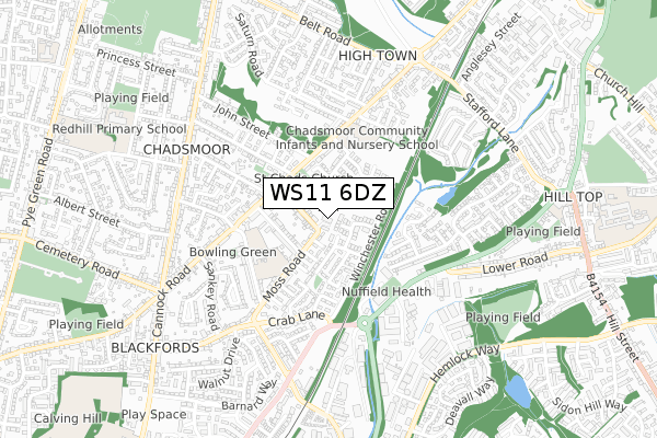 WS11 6DZ map - small scale - OS Open Zoomstack (Ordnance Survey) WS11 6DZ map - small scale - OS Open Zoomstack (Ordnance Survey)