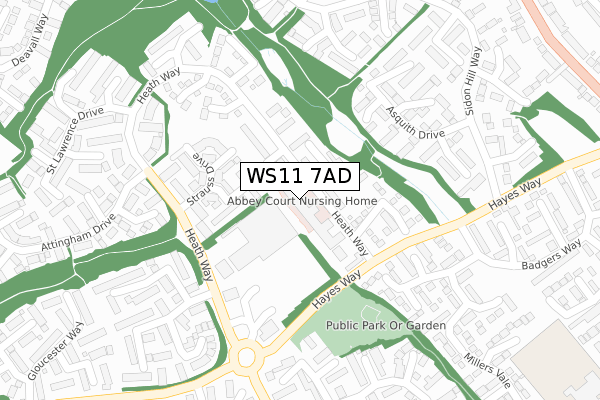 WS11 7AD map - large scale - OS Open Zoomstack (Ordnance Survey)
