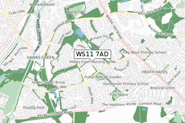 WS11 7AD map - small scale - OS Open Zoomstack (Ordnance Survey) WS11 7AD map - small scale - OS Open Zoomstack (Ordnance Survey)