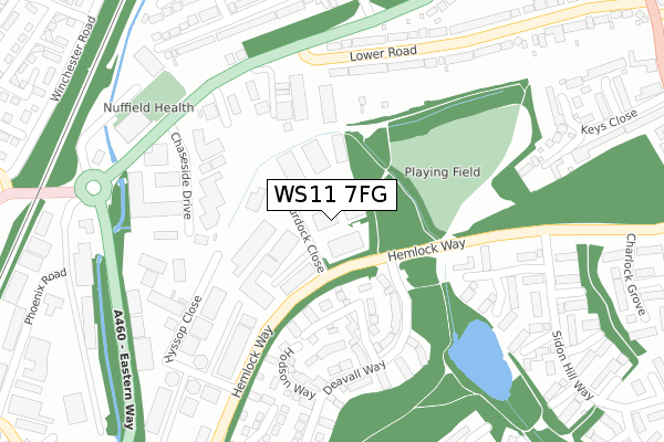 WS11 7FG map - large scale - OS Open Zoomstack (Ordnance Survey)