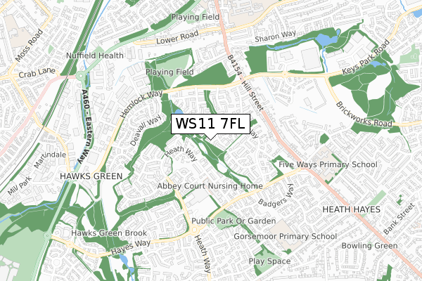 WS11 7FL map - small scale - OS Open Zoomstack (Ordnance Survey)