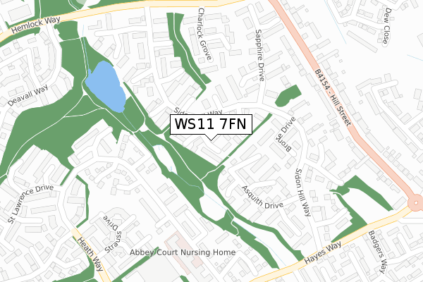 WS11 7FN map - large scale - OS Open Zoomstack (Ordnance Survey)