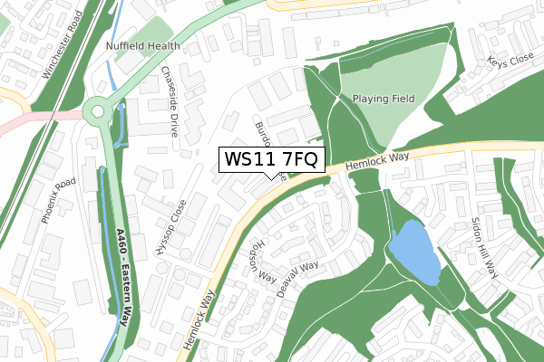 WS11 7FQ map - large scale - OS Open Zoomstack (Ordnance Survey)