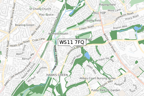 WS11 7FQ map - small scale - OS Open Zoomstack (Ordnance Survey)