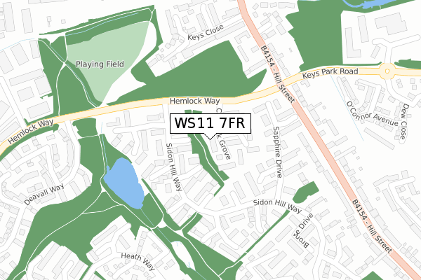 WS11 7FR map - large scale - OS Open Zoomstack (Ordnance Survey)