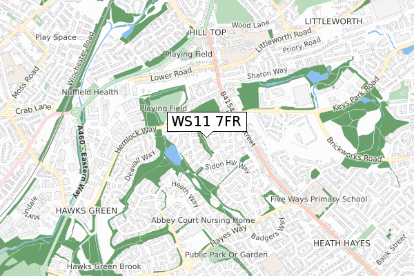 WS11 7FR map - small scale - OS Open Zoomstack (Ordnance Survey)