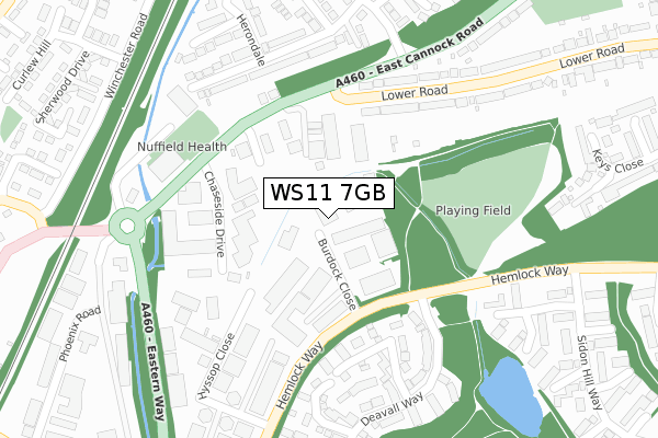 WS11 7GB map - large scale - OS Open Zoomstack (Ordnance Survey)