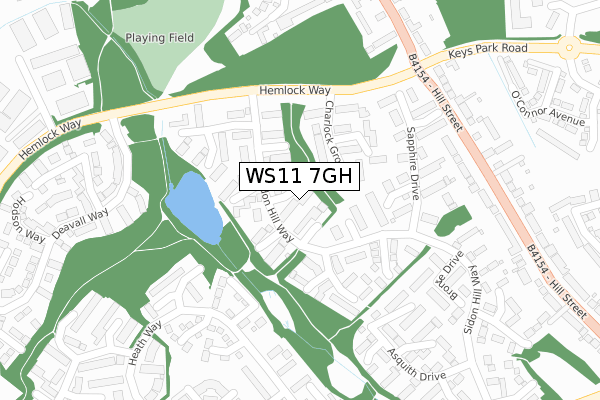 WS11 7GH map - large scale - OS Open Zoomstack (Ordnance Survey)