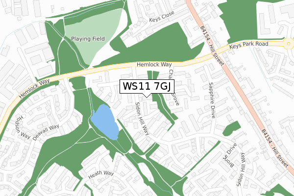 WS11 7GJ map - large scale - OS Open Zoomstack (Ordnance Survey)