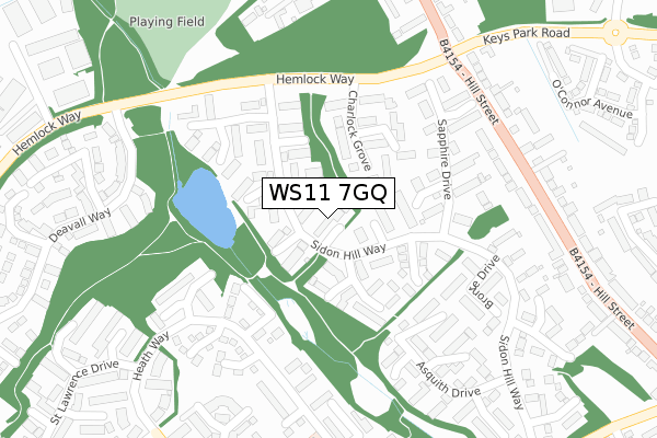WS11 7GQ map - large scale - OS Open Zoomstack (Ordnance Survey)