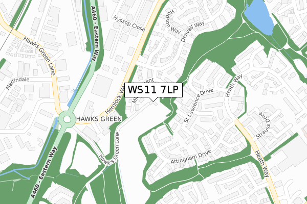 WS11 7LP map - large scale - OS Open Zoomstack (Ordnance Survey)