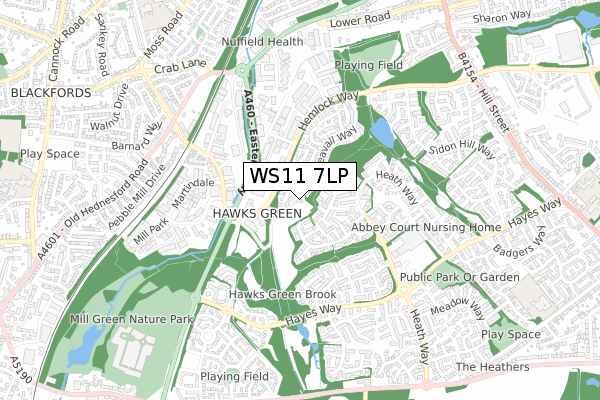 WS11 7LP map - small scale - OS Open Zoomstack (Ordnance Survey)