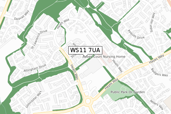 WS11 7UA map - large scale - OS Open Zoomstack (Ordnance Survey)