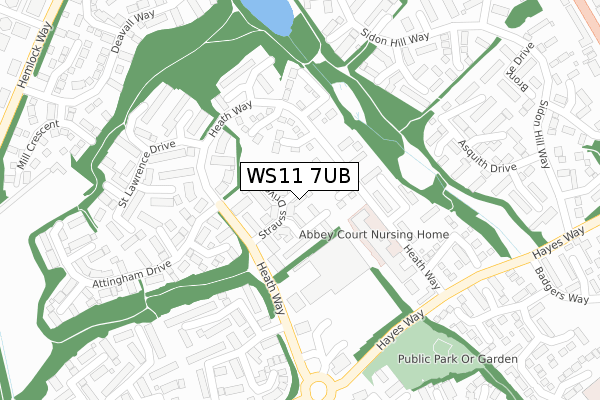 WS11 7UB map - large scale - OS Open Zoomstack (Ordnance Survey)