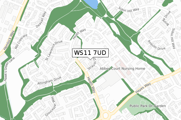 WS11 7UD map - large scale - OS Open Zoomstack (Ordnance Survey)