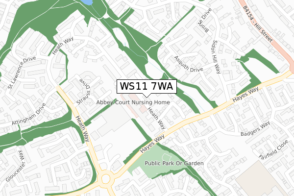 WS11 7WA map - large scale - OS Open Zoomstack (Ordnance Survey)