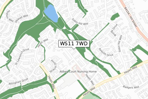 WS11 7WD map - large scale - OS Open Zoomstack (Ordnance Survey)