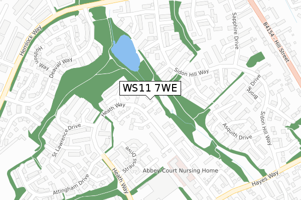 WS11 7WE map - large scale - OS Open Zoomstack (Ordnance Survey)