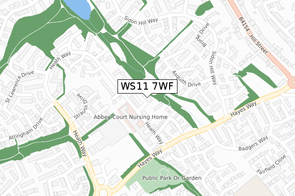 WS11 7WF map - large scale - OS Open Zoomstack (Ordnance Survey)