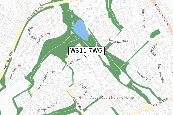 WS11 7WG map - large scale - OS Open Zoomstack (Ordnance Survey)