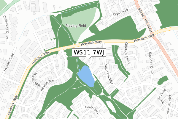 WS11 7WJ map - large scale - OS Open Zoomstack (Ordnance Survey)