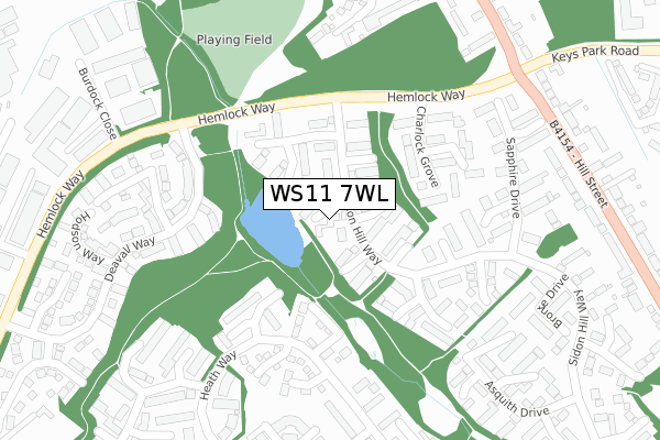 WS11 7WL map - large scale - OS Open Zoomstack (Ordnance Survey)