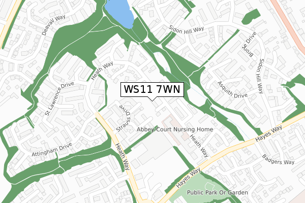 WS11 7WN map - large scale - OS Open Zoomstack (Ordnance Survey)