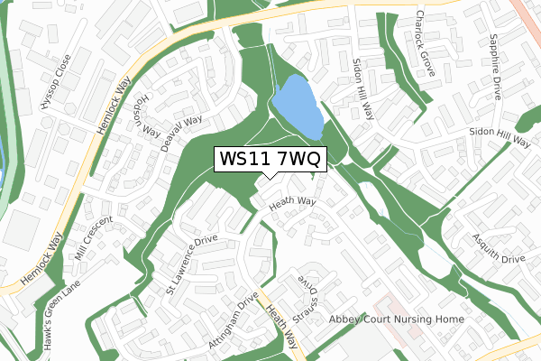 WS11 7WQ map - large scale - OS Open Zoomstack (Ordnance Survey)