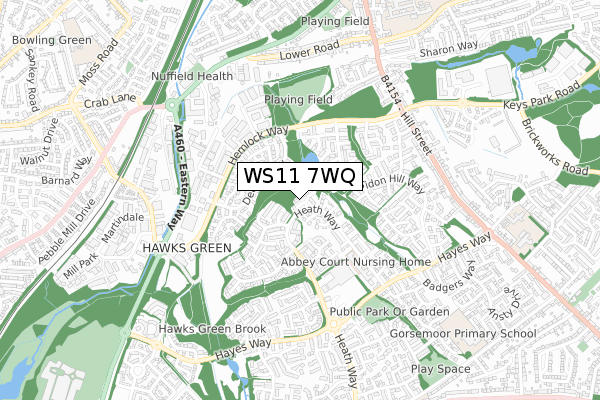 WS11 7WQ map - small scale - OS Open Zoomstack (Ordnance Survey)