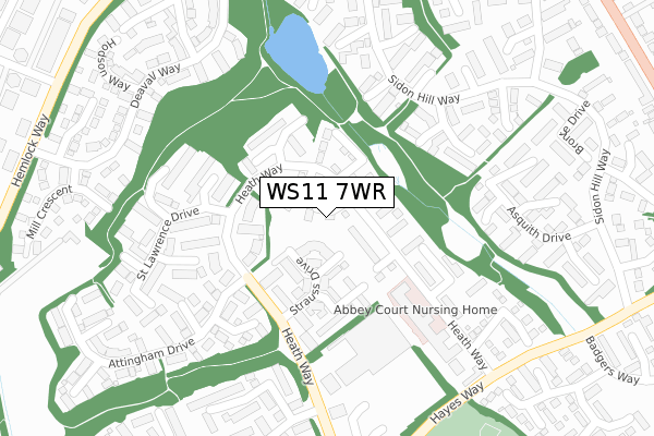 WS11 7WR map - large scale - OS Open Zoomstack (Ordnance Survey)