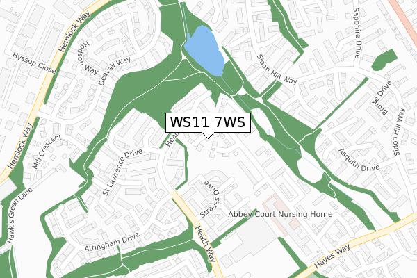 WS11 7WS map - large scale - OS Open Zoomstack (Ordnance Survey)