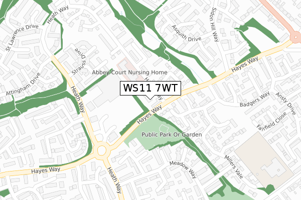 WS11 7WT map - large scale - OS Open Zoomstack (Ordnance Survey)