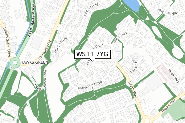 WS11 7YG map - large scale - OS Open Zoomstack (Ordnance Survey)