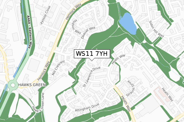 WS11 7YH map - large scale - OS Open Zoomstack (Ordnance Survey)