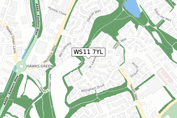 WS11 7YL map - large scale - OS Open Zoomstack (Ordnance Survey)