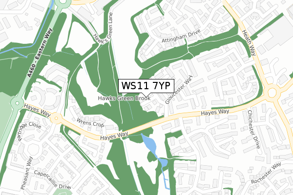 WS11 7YP map - large scale - OS Open Zoomstack (Ordnance Survey)