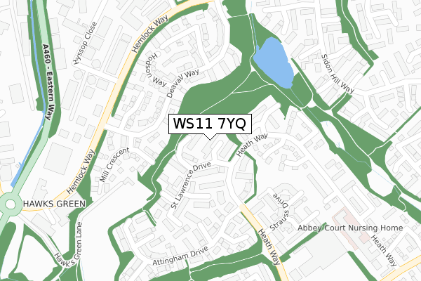 WS11 7YQ map - large scale - OS Open Zoomstack (Ordnance Survey)