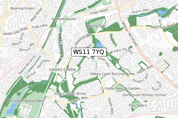 WS11 7YQ map - small scale - OS Open Zoomstack (Ordnance Survey)