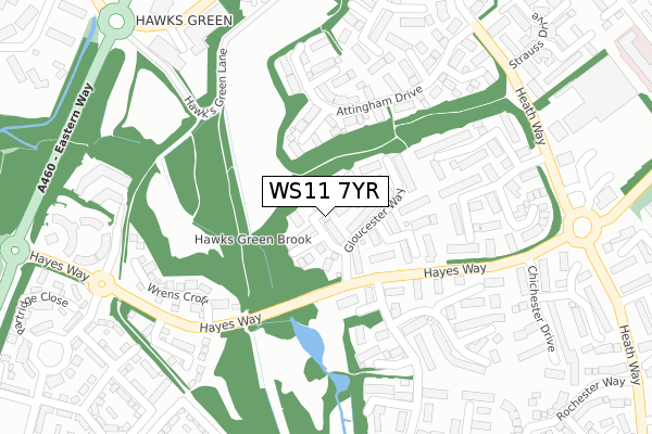 WS11 7YR map - large scale - OS Open Zoomstack (Ordnance Survey)